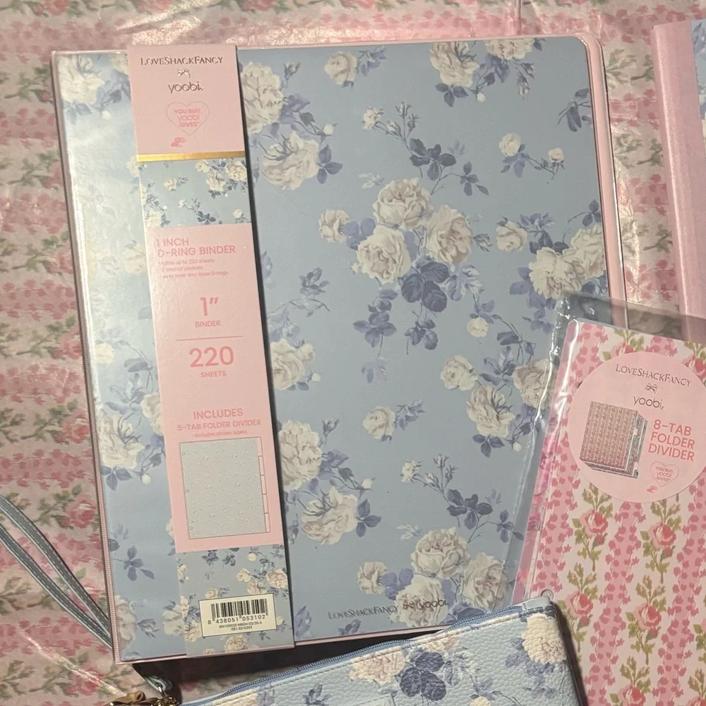 LoveShackFancy backpack blue floral school supplies / accessories bundle